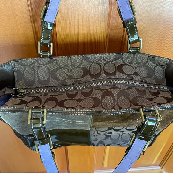 Vintage COACH # HO5J-8F69 Patchwork Tote Shoulder Bag Satchel Handbag - Picture 4 of 5